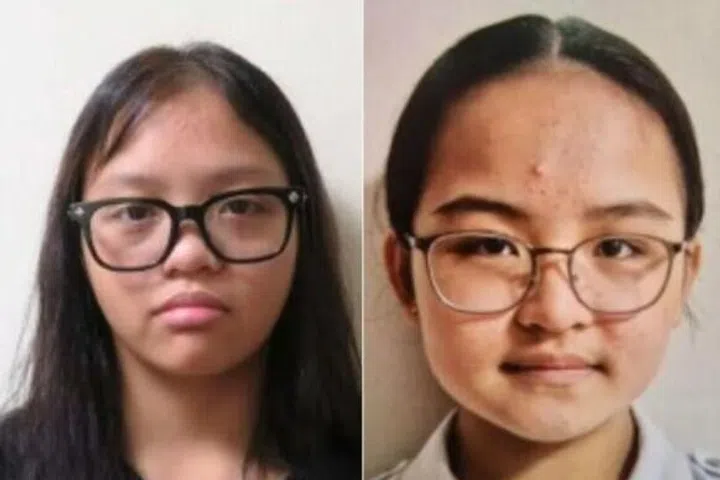 Polis mengeluarkan permohonan bagi maklumat mengenai dua gadis remaja pada 16 Mei. (kiri) Nur Qaseh Qalisha Fadhlee dan Jade Tan.