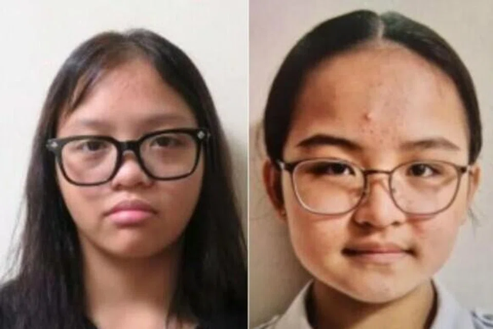 Polis mengeluarkan permohonan bagi maklumat mengenai dua gadis remaja pada 16 Mei. (kiri) Nur Qaseh Qalisha Fadhlee dan Jade Tan.