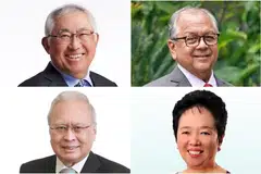 PENERIMA DARJAH UTAMA BAKTI CEMERLANG: (Mengikut putaran jam, dari atas, kiri): Encik Bobby Chin Yoke Choong, Encik Timothy James de Souza, Cik Kay Kuok Oon Kwong dan Encik Kwa Chong Seng telah disampaikan dengan Darjah Utama Bakti Cemerlang sempena Hari Kebangsaan.