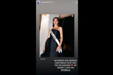 UCAPAN IRFAN: Tunggak pertahanan Singapura, Irfan Fandi, mengucapkan tahniah kepada temanitanya, Anntonia Porsild, atas meraih tempat kedua dalam peragaan Ratu Miss Universe baru-baru ini.