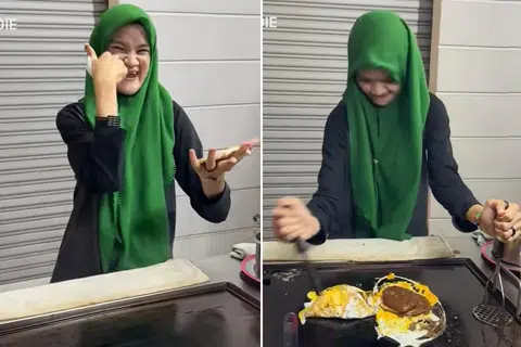 KINI DIKENALI: Cik Jaheerah Nadzri merupakan seorang penjual burger di sebuah gerai terletak di Kota Warisan Sepang, Selangor, Malaysia.