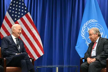Presiden Amerika Syarikat Encik Joe Biden, mengadakan pertemuan dengan Setiausaha Agung Pertubuhan Bangsa-Bangsa Bersatu (PBB), Encik  Antonio Guterres, sebelum perhimpunan Agung di ibu pejabat PBB di New York pada 24 September.
