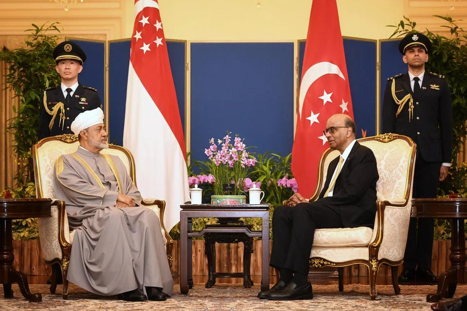PERKUKUH HUBUNGAN: Sultan Oman, Sultan Haitham Bin Tarik bertemu Presiden Tharman Shanmugaratnam di Istana pada 14 Disember dan mereka menegaskan semula hubungan mesra antara Singapura dan Oman.