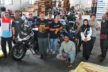 Anggota kumpulan yang berusia dari 33 hingga 71 tahun terdiri daripada (dari kiri) Encik Mohd Anis Mohd Kassim, Encik Noor Iibrahim Abdillah Ab Manap, Encik Suhaimi Senin, Ustaz Muhammad Dzulqarnain Aripin, Encik Ismail Yusoff, Encik Hazrin Ab Halim, Encik Imran Khan Emdad Hussain Khan, Encik Amir Hamzah Mahmudin, Cik Siti Fackrunisah, Encik Mohamed Izzat Mohamed Husain dan Encik Mohamed Yusof Mohamed, bakal berangkat ke Pakistan pada 19 Disember bagi memulakan ekspedisi menunggang motosikal ke Arab Saudi. Seorang lagi anggota, Encik Muhammad Amin Hamid, tiada dalam gambar.