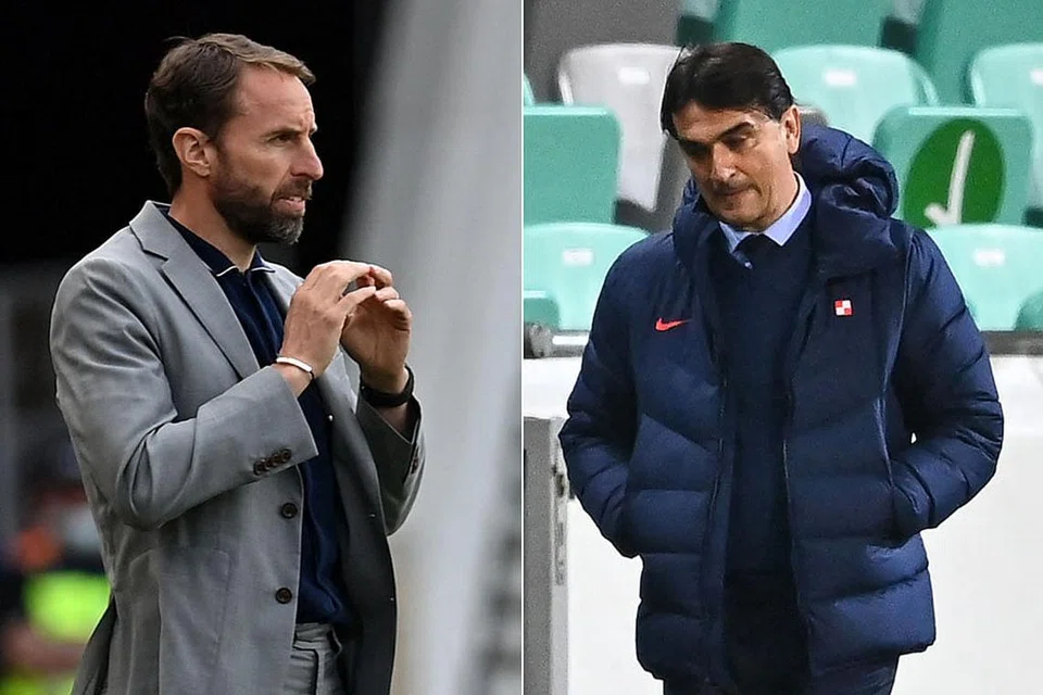DUA GERGASI BERTEMBUNG: England pimpinan Gareth Southgate (kiri) membuka tirai Euro 2020 dengan menentang Croatia yang dikendalikan Zlatko Dalic (kanan). Pertarungan ini juga adalah 'ulangan' pertemuan mereka di peringkat separuh akhir Piala Dunia tiga tahun lalu. - Foto AFP
