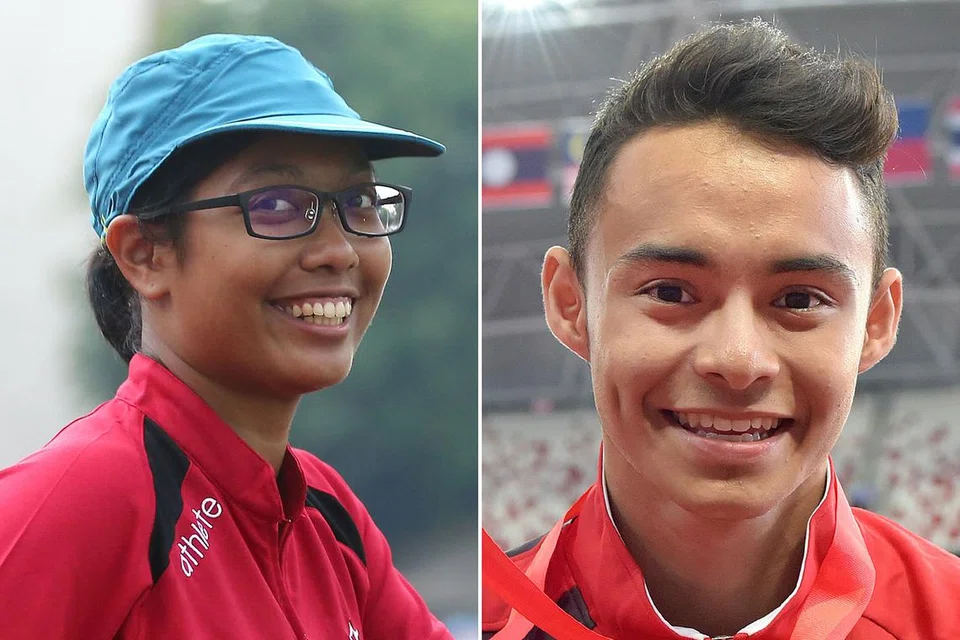 DAPAT PELUANG KEEMASAN: Pemilihan srikandi memanah Nur Syahidah (kiri) dan atlit lompat jauh Suhairi Suhani diumumkan Majlis Paralimpik Kebangsaan Singapura (SNPC) semalam. Ini menjadikan kesemuanya 12 atlit kurang upaya terpilih ke temasya Paralimpik Rio. - Foto-foto fail