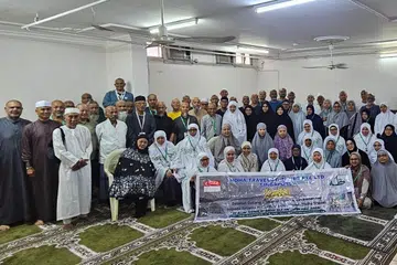 Rombongan haji Thoha Travels & Tours pada 2024. Gambar ini dirakamkan selepas jemaah melaksanakan ibadah haji. 