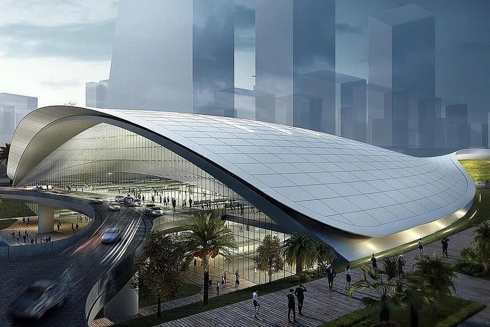 DIBATALKAN: Ini lakaran artis stesen HSR di Jurong East. - Foto FARRELLS