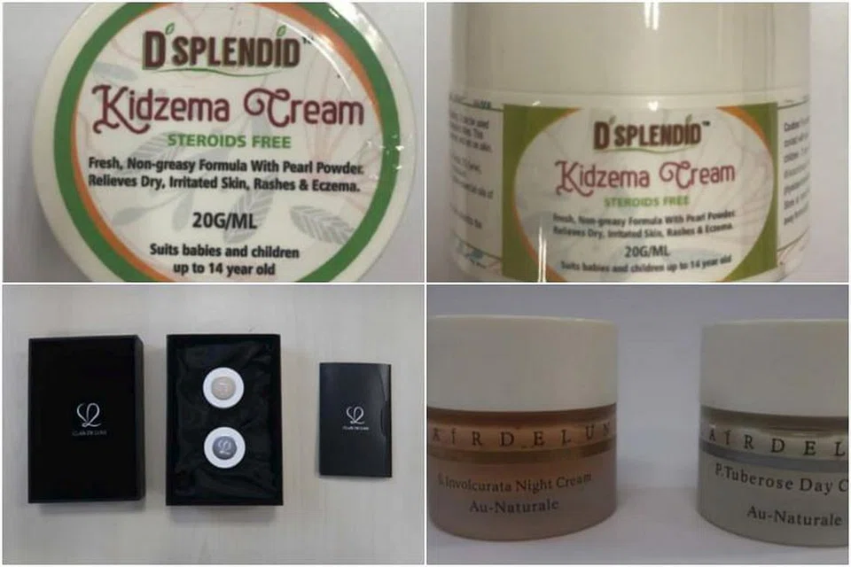 HSA berkata krim ekzema D'Splendid Kidzema Cream, Clair De Lune P. Tuberose Day Cream dan Clair De Lune S. Involcurata Night Cream mengandungi bahan perubatan kuat. FOTO: HSA