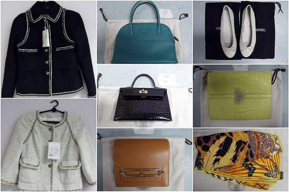 ELAK GST: Kastam Singapura menemui 30 barang berjenama bernilai lebih $469,890 dalam bagasi Tammy Tien Mi.