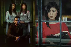 SERUPA TAPI TAK SAMA: Sasqia Dahuri (Atas) dan Elizabeth Tan (di sebelahnya) sama-sama membawa watak Dilaila dalam filem 'Misteri Dilaila' sementara Zul Ariffin sebagai suami yang bingung dengan kehilangan isterinya. - Foto ASTRO SHAW