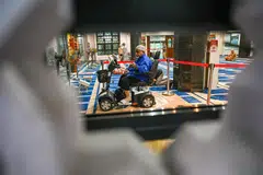 RUANG KHUSUS: Masjid Al-Khair menyediakan ruang khusus untuk jemaah yang menggunakan alat bantuan pergerakan peribadi (PMA) seperti kerusi roda atau skuter elektrik solat di saf hadapan. 