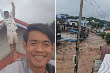 Encik Ekkapol Chantawong (depan), jurulatih pasukan bola sepak Wild Boars yang terperangkap di dalam gua Tham Luang, dilihat pada foto di halaman media sosialnya pada 11 September.