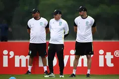 Ketua Jurulatih Brazil, Carlo Ancelotti (tengah) mengetuai sesi latihan skuad tersebut di Kemudahan Latihan Columbia Park di Morristown, New Jersey, pada 18 Jun, menjelang aksi Kumpulan C Piala Dunia 2026 menentang Haiti.