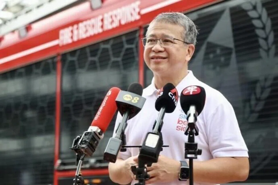 Menteri Undang-Undang merangkap Menteri Kedua (Ehwal Dalam Negeri), Encik Edwin Tong berucap kepada para penduduk semasa acara tersebut.