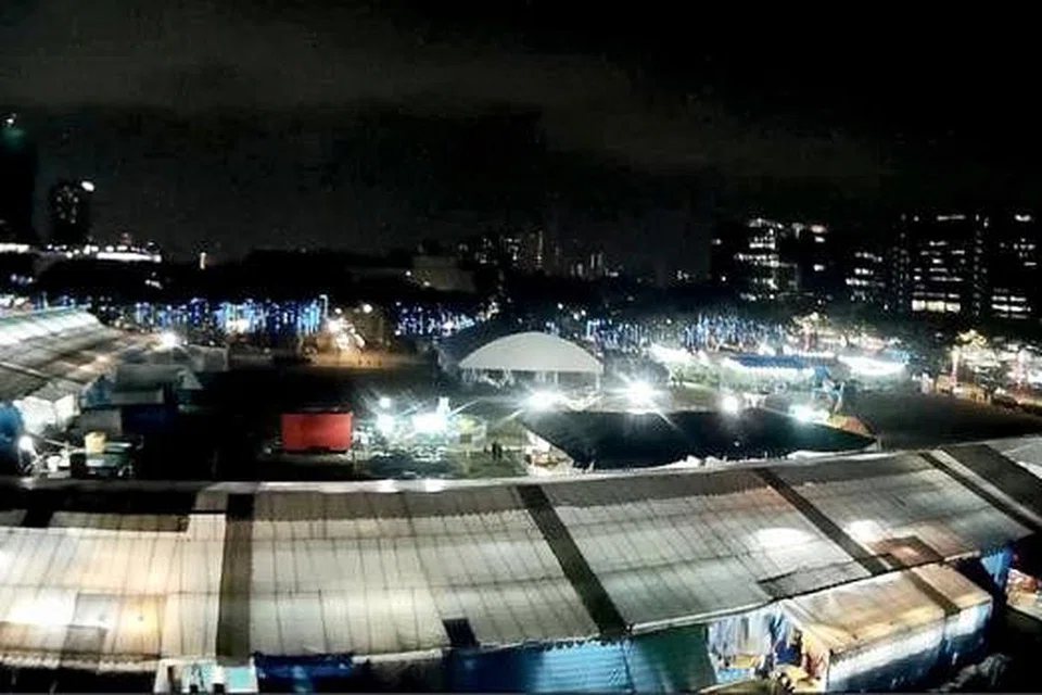 PADA WAKTU MALAM: Pemandangan Geylang Serai dari dron. - Foto UDAY HASSAN