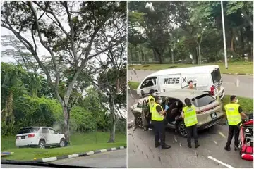 Polis berkata mereka dimaklumkan mengenai kemalangan di sepanjang Admiralty Road menghala ke Woodlands Center Road pada 3.15 petang.