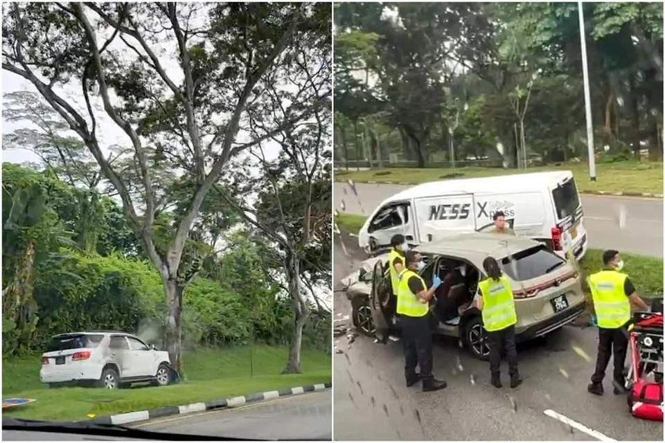 Polis berkata mereka dimaklumkan mengenai kemalangan di sepanjang Admiralty Road menghala ke Woodlands Center Road pada 3.15 petang.