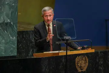 Menteri Ehwal Luar, Dr Vivian Balakrishnan, menyampaikan ucapan di Perhimpunan Agung Pertubuhan Bangsa-Bangsa Bersatu (PBB), di New York, pada 26 September.
