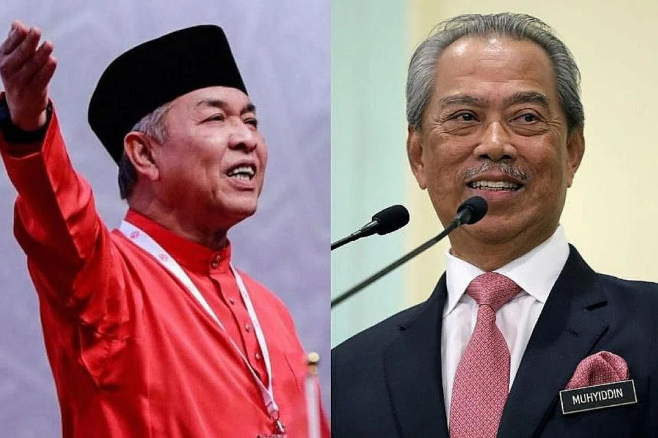 PERTENTANGAN DUA PEMIMPIN: Presiden Umno Datuk Seri Dr Ahmad Zahid Hamidi (kiri) dan Perdana Menteri Malaysia Tan Sri Muhyiddin Yassin. - Foto REUTERS