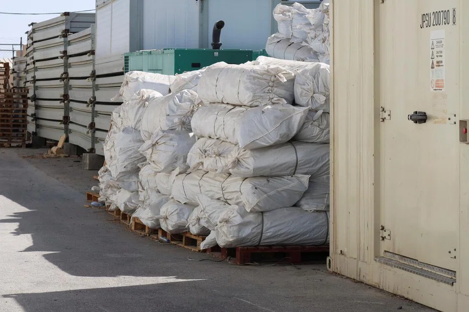 Aid boxes bound for Gaza pile up in the warehouses of the Jordan Hashemite charity organization after Israel closed the Allenby bridge, in Zarqa, Jordan, September 28, 2025. REUTERS/Jehad Shalbak