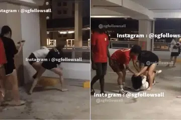 DITANGKAP POLIS: Video yang tular di media sosial menunjukkan mangsa dipukul berkali-kali oleh tiga remaja.