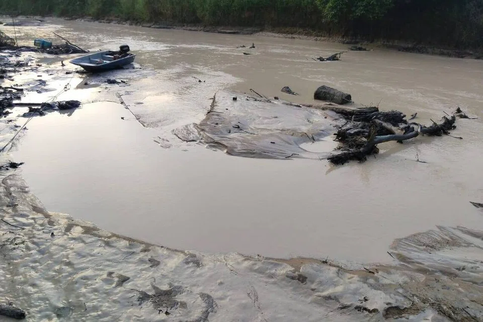 Gambar Ulu Sungai Johor berhampiran Kampung Orang Asli Sayong Pinang.