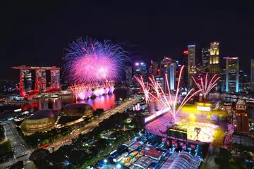 Pertunjukan bunga api sewaktu NDP 2024 pada 9 Ogos 2024. 