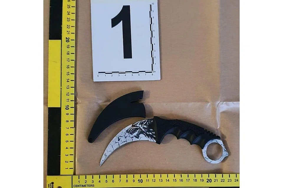 SENJATA BERBAHAYA: Ketika polis memberkas sembilan lelaki didakwa melakukan rusuhan dengan senjata yang boleh menyebabkan kematian, pegawai merampas beberapa pisau dipercayai digunakan semasa kejadian itu - Foto PASUKAN POLIS SINGAPURA