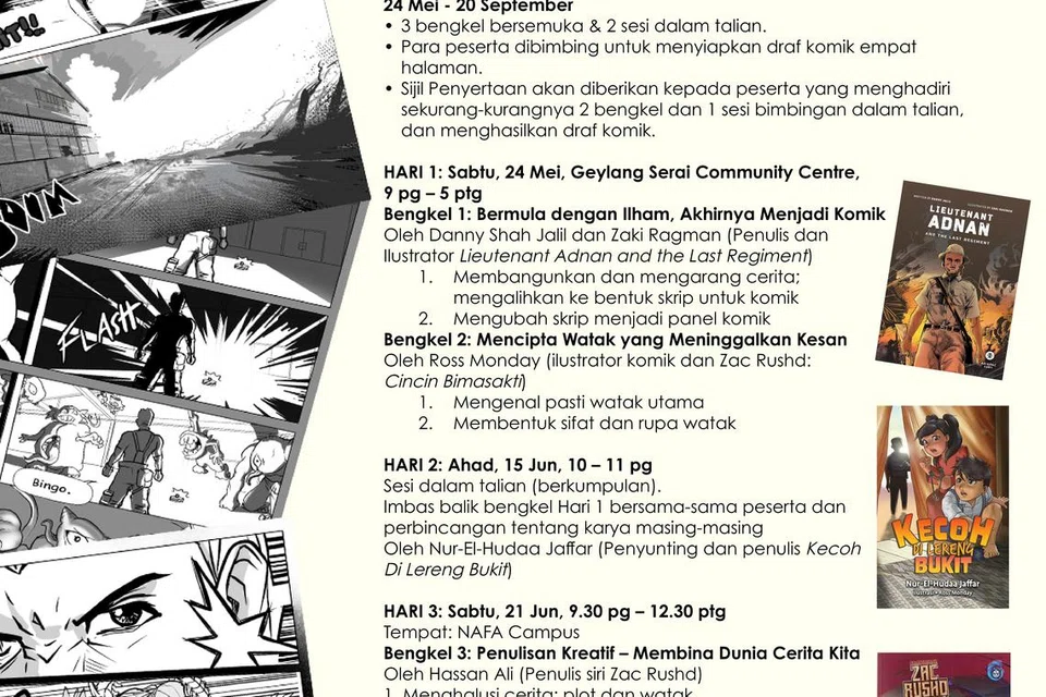 Projek ‘Komikkan Ceritaku’, akan bermula pada 24 Mei. Acara penyampaian sijil dan pameran karya pula dijadual pada 20 September.