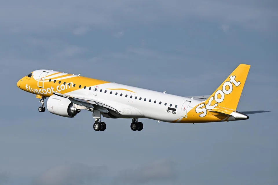 Scoot membuka tempahan bagi penerbangan ke Kertajati dan Melaka  menggunakan jet Embraer E190-E2 seperti ini.mulai 6 Ogos. 