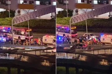 Gambar-gambar selepas kemalangan menunjukkan sekurang-kurangnya satu kereta polis, satu ambulans dan satu lagi kenderaan kecemasan di tempat kejadian.