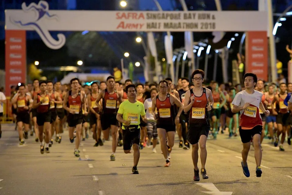 KEMBALI SELEPAS LIMA TAHUN: Kali terakhir Larian Singapore Bay dan  Separuh Maraton Army Safra diadakan ialah pada 2018. 