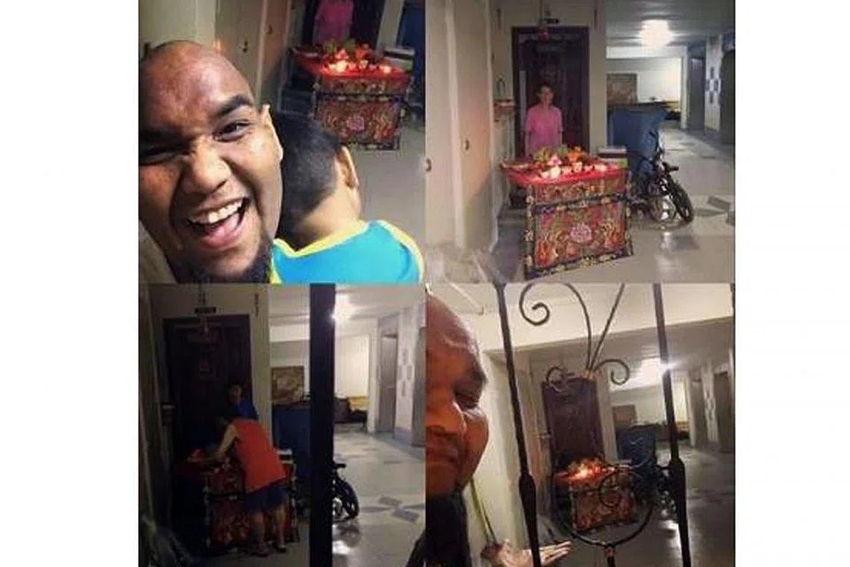 BERBAIK-BAIK SESAMA JIRAN: Pos yang ditulis selebriti Cef Bob mengenai jiran Cinanya yang meminta izin sebelum menyiapkan altar di depan pintu rumahnya (gambar utama) dipuji Encik K. Shanmugam dalam akaun Facebooknya. - Foto ihsan CEF BOB