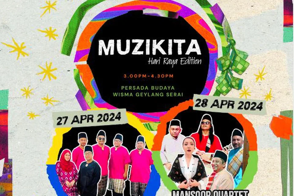 Kumpulan Nobat Kota Singa dan Mansoor Quartet bakal memeriahkan suasana di Wisma Geylang Serai dalam acara Muzikita pada 27 dan 28 April. 