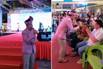 HIBURKAN RAMAI: Roslan Madun mempersembahkan lagu Lemak Manis di Our Tampines Hub pada 23 September 2023 sempena sambutan Bulan Bahasa 2023.