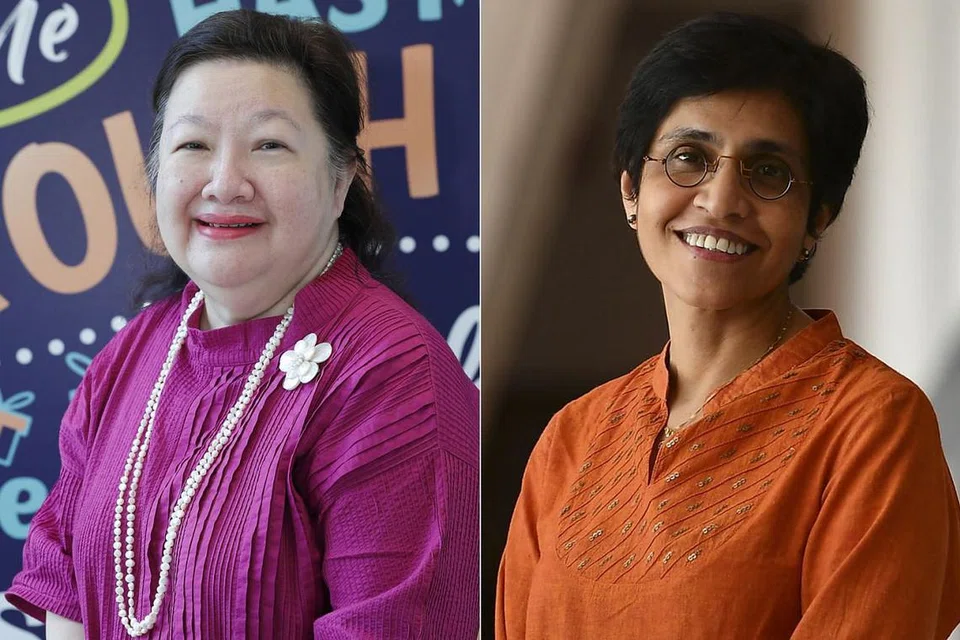 DILANTIK ANGGOTA MAJLIS PENASIHAT PRESIDEN: Cik Mildred Tan (kiri) dan Dr Sudha Nair masing-masing dilantik sebagai anggota dan anggota ganti Majlis Penasihat Presiden (CPA) dalam satu upacara di Istana semalam. - Foto-foto fail