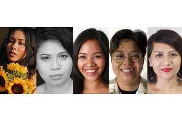 `SAJIAN MAIN TULIS GROUP: 'Rindu Jadi Lagu' dijayakan (dari kiri) Shafiqhah Efandi, Siti Maznah, Rusydina Afiqah, Sabrina Dzulkifli (penulis) dan Nabilah Said (moderator perbincangan dengan penulis dan pelakon). - Foto MAIN TULIS GROUP