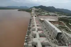 Empangan Besar Kebangkitan Habsyah (Gerd) ketika dalam pembinaan di Sungai Nil, di daerah Guba, wilayah Benishangul-Gumuz, Habsyah, pada 26 September 2019. Empangan itu, yang dirasmikan pada September 2025, menjadi punca utama pertikaian dengan Mesir