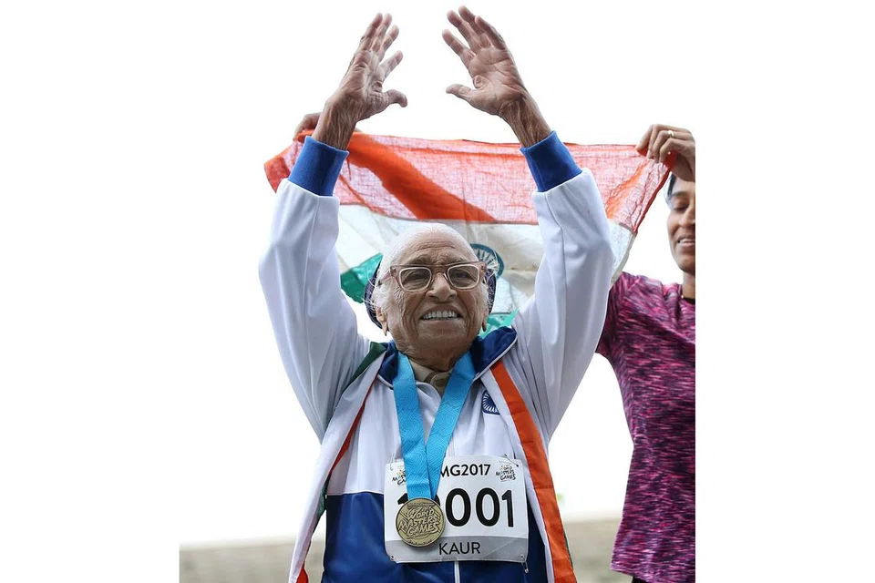 MAN KAUR: Memenangi perlumbaan 100 meter di Sukan Masters Dunia dalam masa 1 minit 14 saat. - Foto AFP
