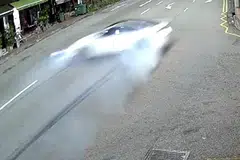 KEMALANGAN MAUT: Encik Long memandu kereta BMW M4 berwarna putih (gambar atas) pada sekitar 5.40 pagi apabila ia merempuh sebuah rumah kedai sebelum terbakar. - Foto-foto fail, PEMBACA ST