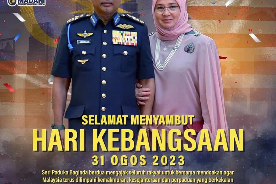 KEWAJIPAN KEKALKAN KEHARMONIAN: Yang di-Pertuan Agong Malaysia, Sultan Abdullah Ri’ayatuddin Al-Mustafa Billah Shah, dan Raja Permaisuri Agong, Tunku Azizah Aminah Maimunah Iskandariah, merakamkan ucapan Selamat Hari Kebangsaan 2023 buat seluruh rakyat Malaysia. Beliau berkata menjadi tanggungjawab bersama pemimpin dan rakyat  memelihara dan mengukuhkan lagi keharmonian serta perpaduan yang dikecapi selama ini. 
