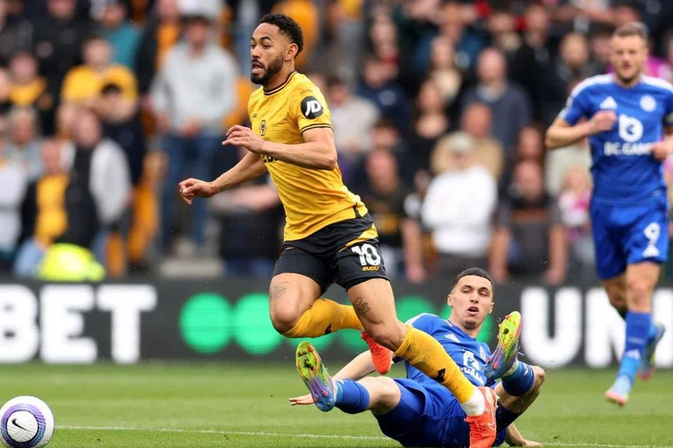 Pemain Wolverhampton Wanderers, Matheus Cunha semasa Liga Perdana berlawan dengan Leichester City pada 26 April di Stadium Molineux, Wolverhampton, Britain.