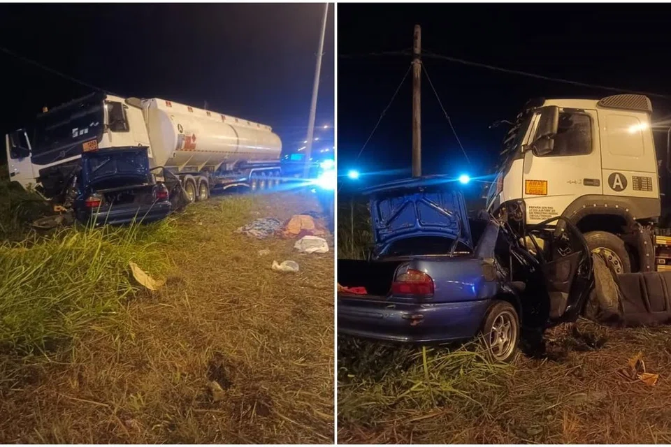 DIREMPUH LORI:  Dua beradik maut selepas kereta mereka dirempuh lori tangki berhampiran lampu isyarat.