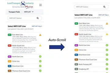 LTA, masa nyata, rel