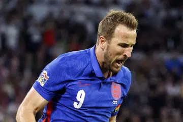 RAIKAN GOL: Reaksi Harry Kane sebaik menyempurnakan penalti bagi England semasa seri 1-1 dengan Jerman dalam perlawanan Liga Negara-Negara Uefa. - Foto REUTERS