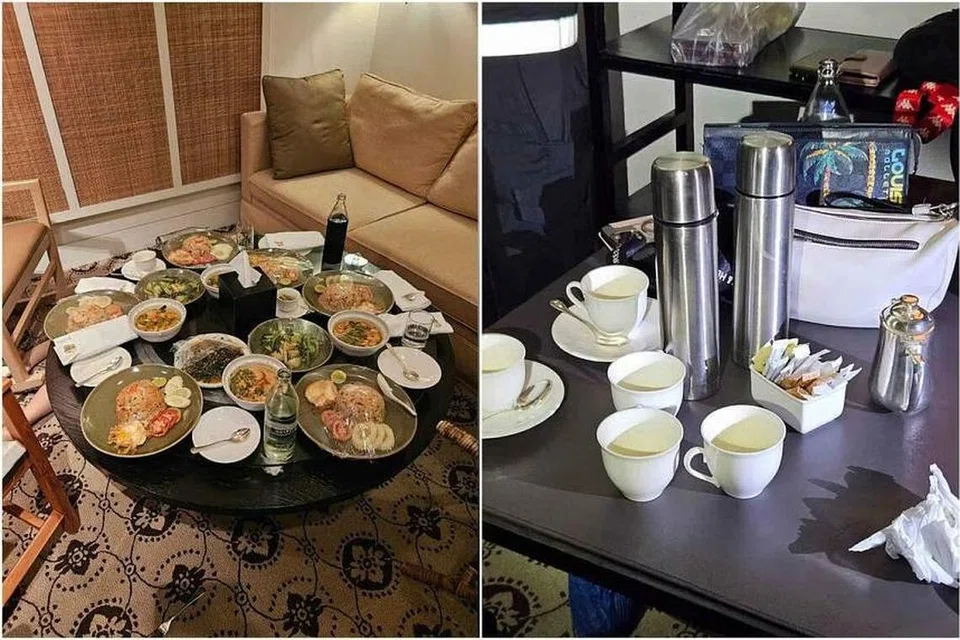 Hidangan makanan dan minuman ditemui di dalam bilik hotel Grand Hyatt Erawan di Bangkok, di mana enam orang ditemui mati pada 16 Julai 2024. 
