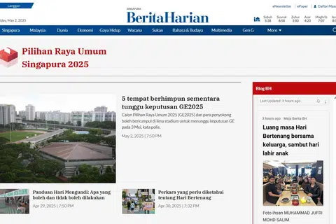 Ruangan ‘Live Blog’ di laman BH memberi perkembangan terkini mengenai liputan GE2025. 