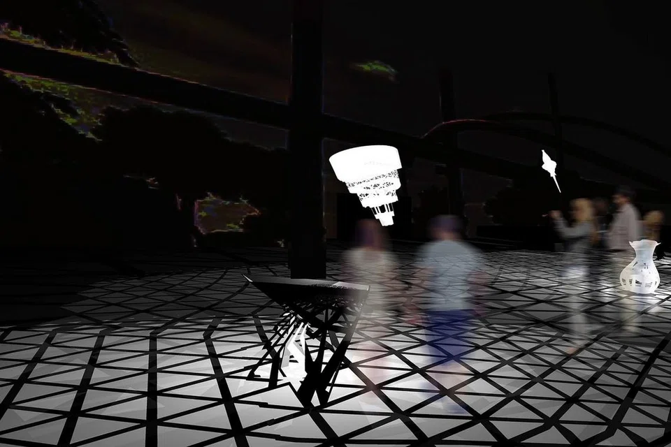 BAYANGAN BERCORAK: Seni lampu Groove Light akan memaparkan satu landskap cahaya berterusan menerusi tanglung. 