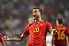 NASIB BAIK: Mato Joselu berada dalam kedudukan yang tepat untuk jaringkan gol kemenangan Sepanyol untuk menewaskan Italy dan mara ke final.